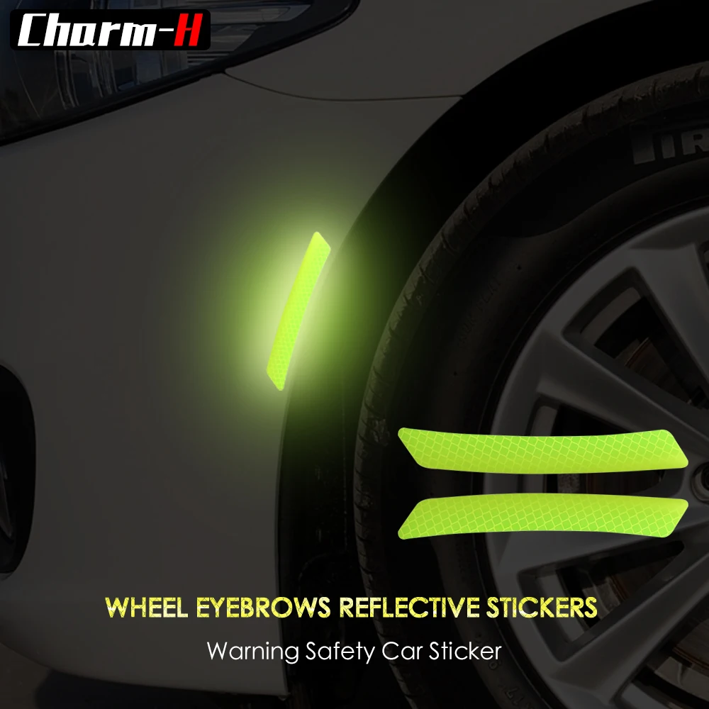 

2pcs for BMW Ford Benz Audi Universal Reflective Tape Strip Mark Safety Warning Sign Marking Truck Wheel Eyebrow Decal Sticker