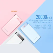 Teclast 20000mAh Power Bank 2 Output Lightning&Micro USB Dual-Input Mobile Battery for iPhone Android External Battery LED Light