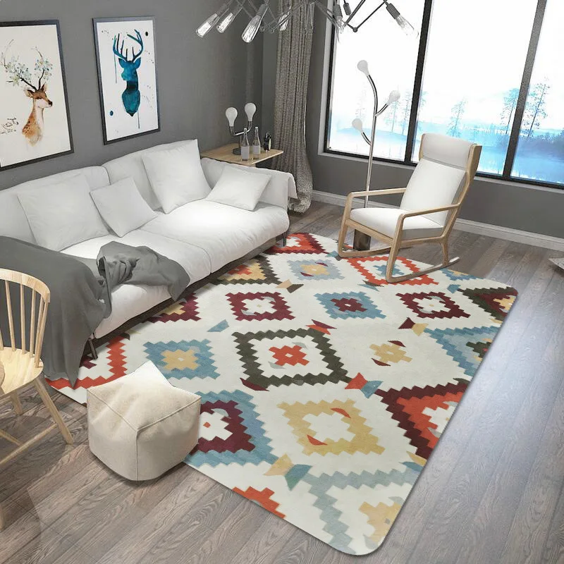 

Simple Style Area Rug Mat Geometrical Rhombus Crystal Velvet Rug Carpet for Living Room Rectangle Table Mat Anti Slip Floor Rug