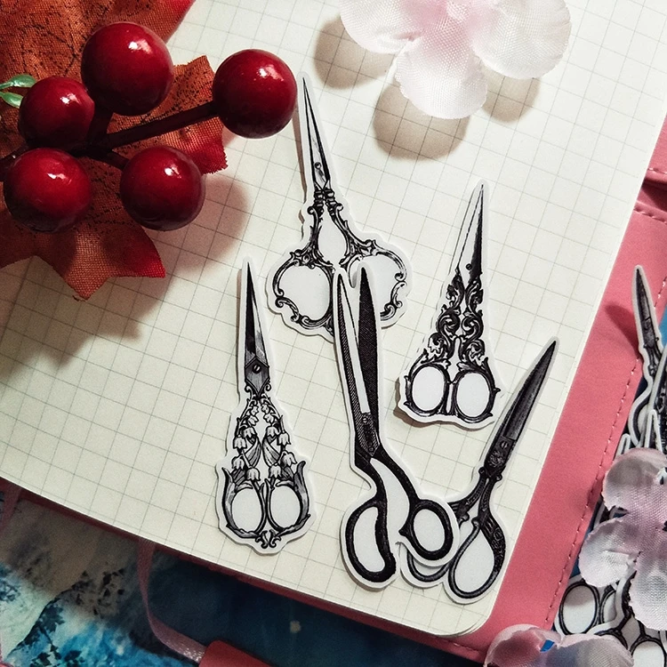 32 шт творческий Винтаж наклейки Ножницы DIY Скрапбукинг альбом Craft днем украшения для ежедневника черный, Белый Цвет Подарочная этикетка наклейки