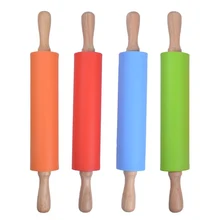 Новое поступление антипригарная силиконовая Скалка с деревянной ручкой Кондитерская мука для теста посуда для выпечки Кухонные Кондитерские доски инструмент