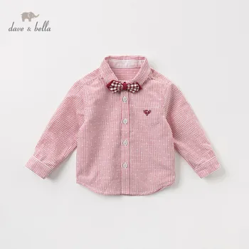 

DB11766 dave bella baby boys autumn infant red striped shirt toddler top children tees long sleeve clothes