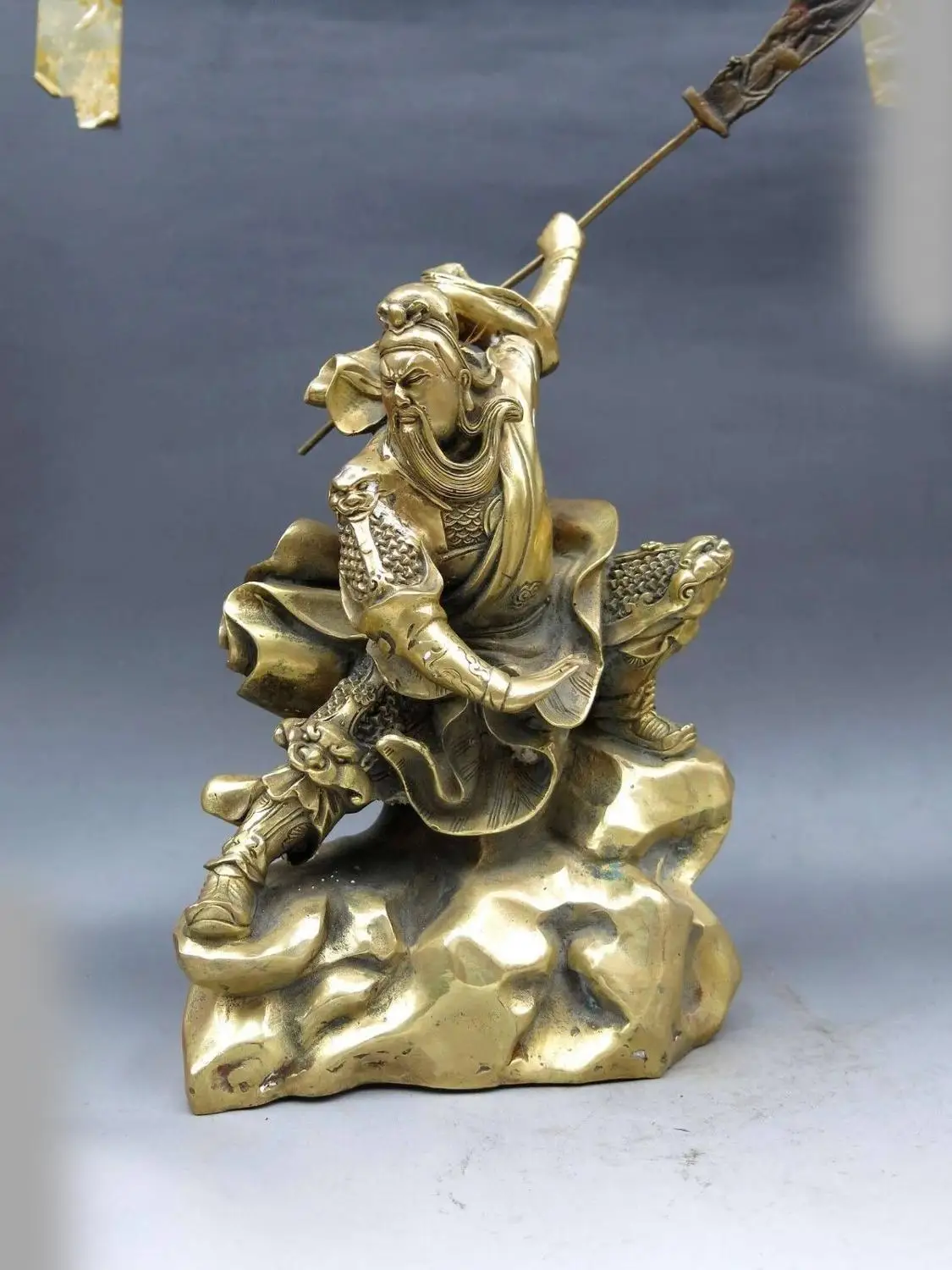 

DS 11" China Brass Copper Feng shui Guan Yu Bodhisattva Guan Gong Buddha Statue
