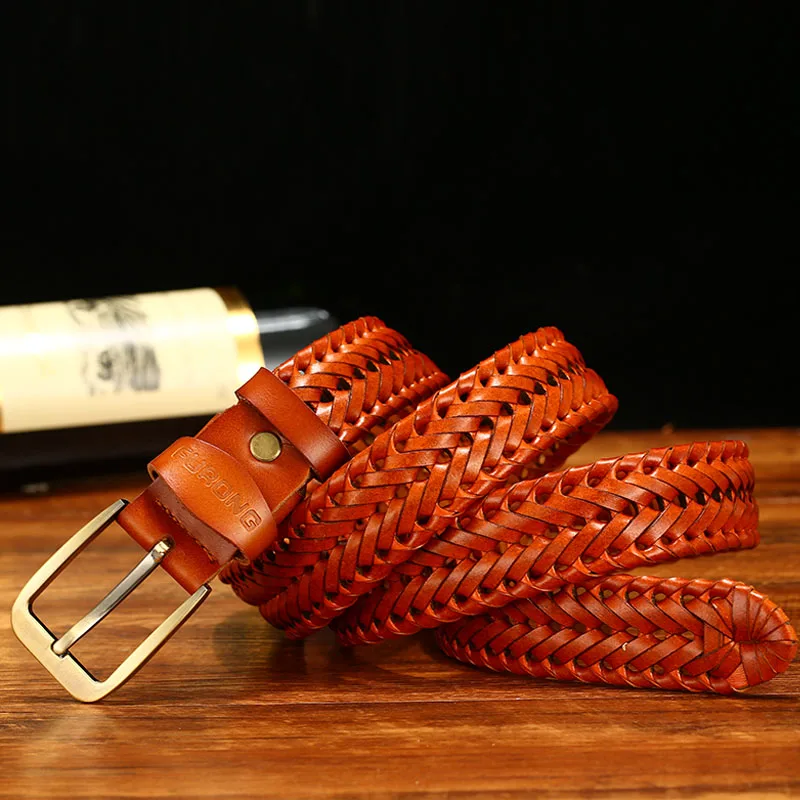 Ремень мужской из натуральной воловьей кожи с пряжкой язычком 2018|genuine leather men