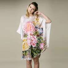 Шелковое атласное платье из натурального шелка с принтом женское платье цветочный дизайн китайский стиль цифровая печать Прямая с фабрики