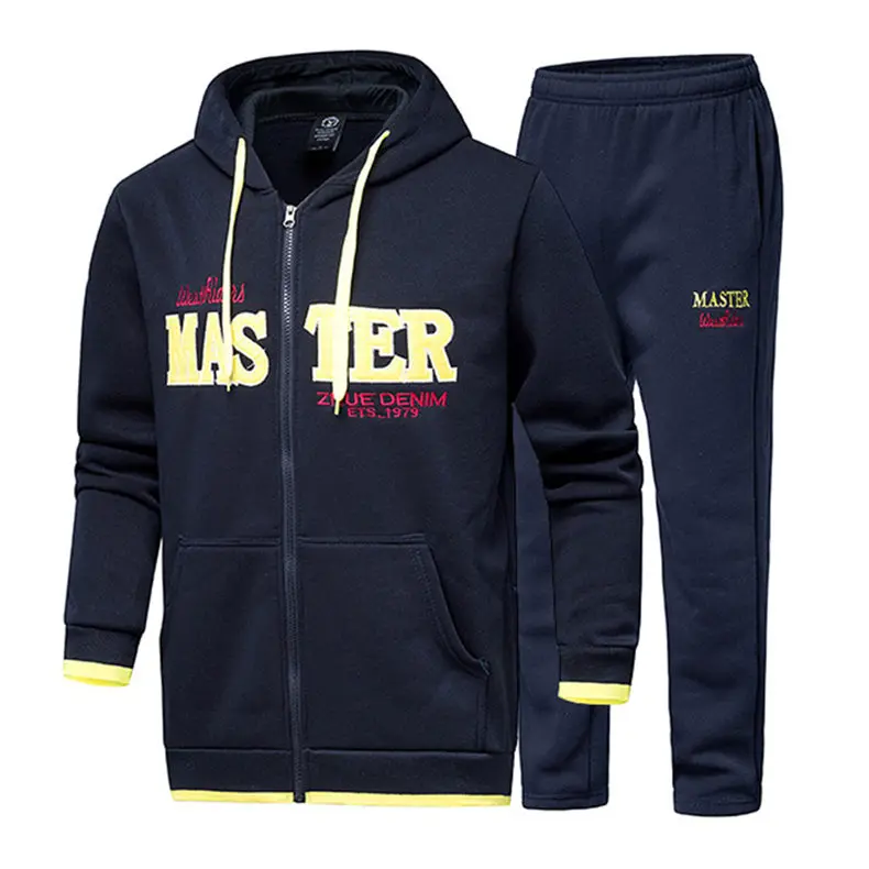 Spring Tracksuit Sets Male Casual Hooded Couple Fleece Cotton Women Sweatshirts Sportswear Suits Female Zipper Cardigan+Pant 3XL 1