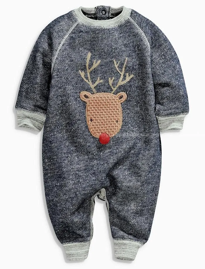 

Retail 2016 Christmas next Spring and autumn male baby reindeer long-sleeved conjoined clothes baby rompers