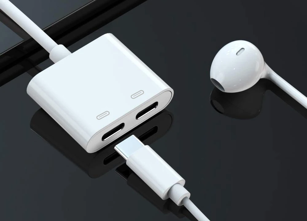 PORTEFEUILLE 2 IN 1 Dual type c adapter aux audio adapter usb type c cargador for huawei p20 lite supercharge p20 type c adapter (1)