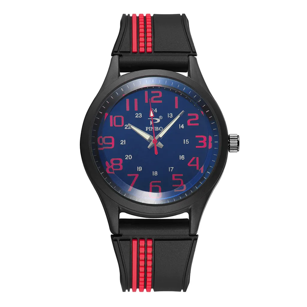 

2019 New Arrival Men Soft Silicone Rubber Strap Sports Fashion Watch Simulated Quartz Watch zegarek meski montre homme Hot