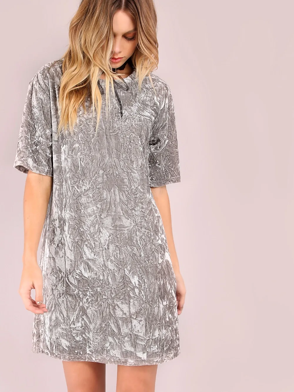 Повседневная Лето Dress Party Vestidos Плюс Размер О-Образным Вырезом Измельченные Бархат