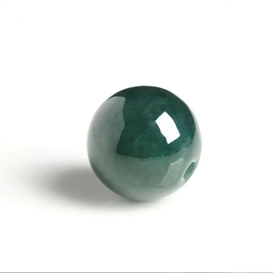 

Wonderful A Grade Natural Oil Green Jade Jadeite 14mm Loose Beads DIY Bracelet free shipping