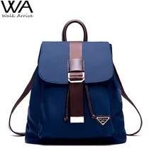 Marcher Arrivent Haute Qualité En Nylon Femmes Sac À Dos De Mode Filles Sac D’école Voyage Sac, avec Véritable En Cuir Bretelles