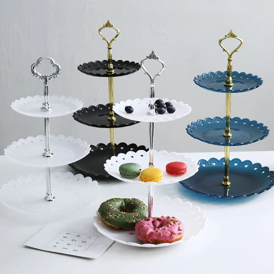 

3 Layers of Cake Stand Wedding Birthday Party Cake Plate Stand Dessert Fruits Vegetable Placed Tool Cup cake holder