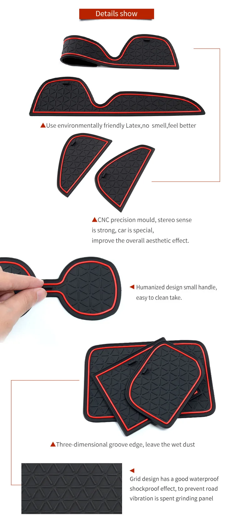 Car Accessories Non-Slip Pads For Toyota RAV4 Anti-Slip Mat Rubber Car Interior Organizer Door Slot Mat 12pcs
