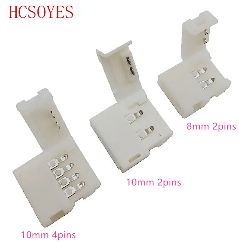 

HCSOYES 10 pcs 2 pin/3 pin/ 4 pin/5 pin 8mm/10mm/12mm led connector for 2811/5050/3528/2835/5630 LED Strip Solderless Portable