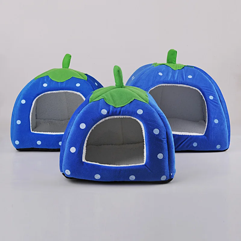 Soft Cat House pet bed For Foldable Leopard Strawberry Shape Lovely Dog Bed Warm Puppy Kitten Bed Tent Cute Pet Cat Dog Cave Nest