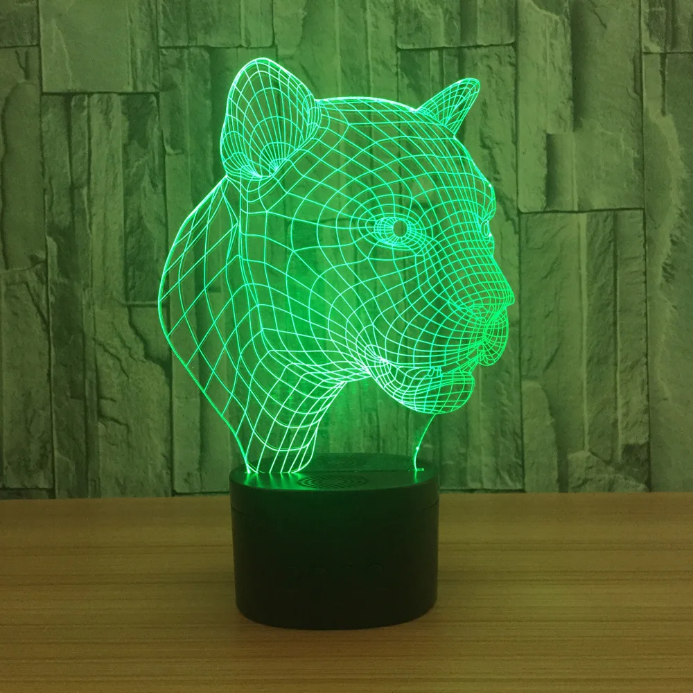 Стиль Bluetooth динамик музыкальный плеер с животным форма леопарда 3D стерео видение Ночной светильник спальня прикроватный ночник
