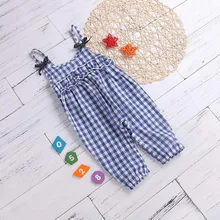 Children Summer Clothing Cute Newborn Infant Baby Boy Girl Plaid Romper Sleeveless Jumpsuit Outfits Cotton Soft Clothes