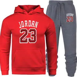Для женщин наборы для ухода за кожей повседневные спортивные толстовки с капюшоном печати Jordan23 новые осенние спортивные костюм двойка