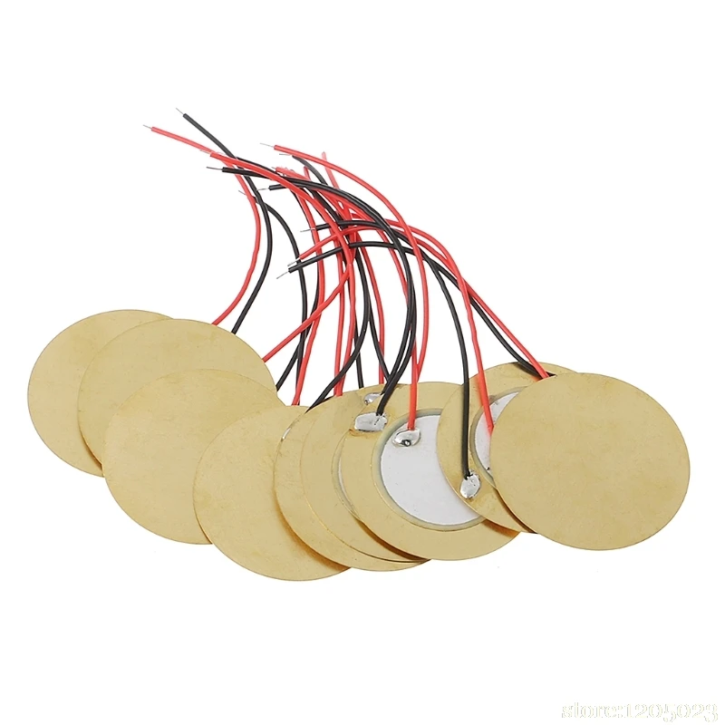 

10pcs 35mm Piezo Elements buzzer Sounder Sensor Trigger Drum Disc+ wire copper