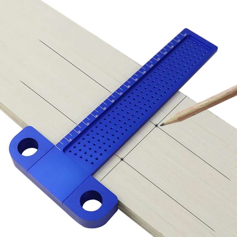 Koop Houtbewerking T Heerser 160mm Aluminium Markering Gauge Gat Positionering Gekruiste Lijn Kraspen Carpenter Meetinstrumenten