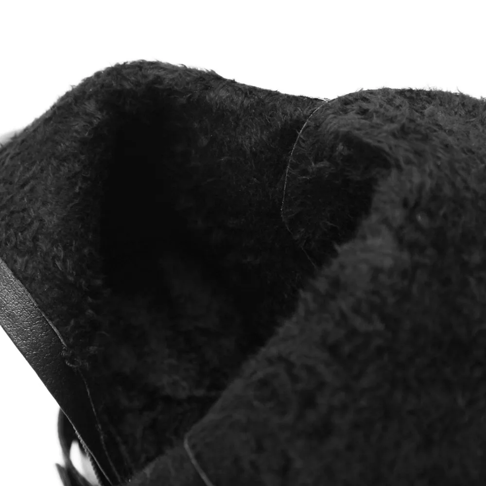 Ботинки на меху модные зимние ботильоны высоком каблуке женские ботинки толстом