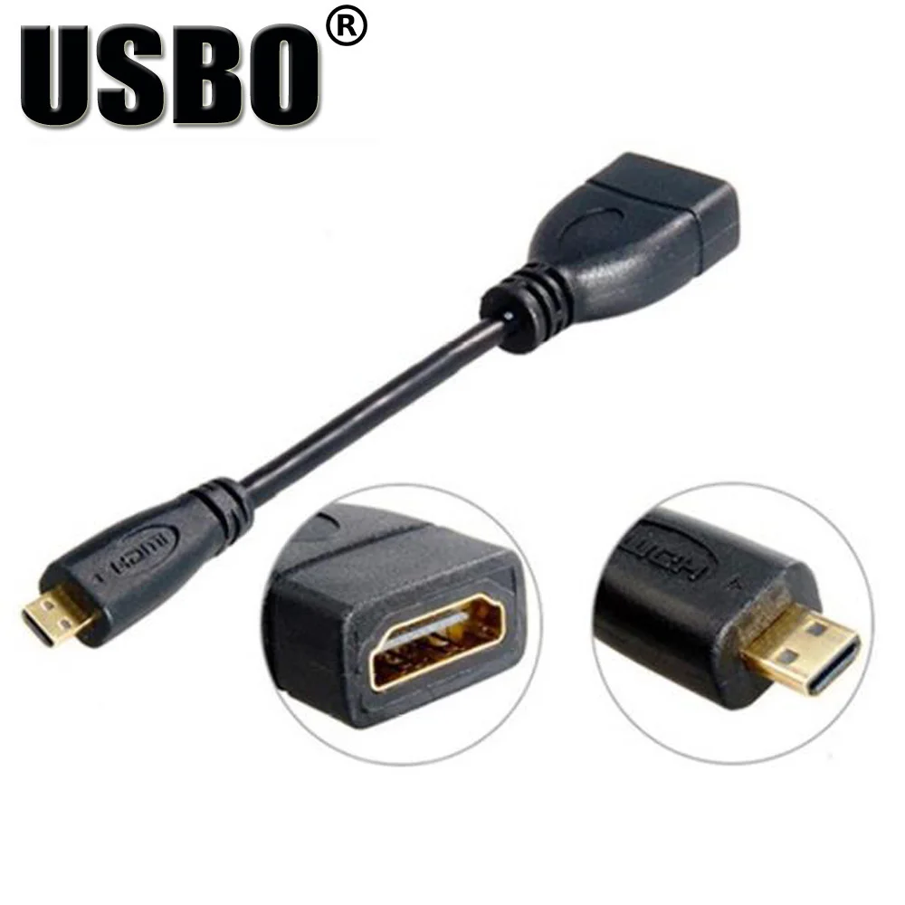 

High quality black 0.1M HDMI 1.4V HD adaptor transfer line high speed Micro-HDMI male to female HDMI adiuo and video short cable