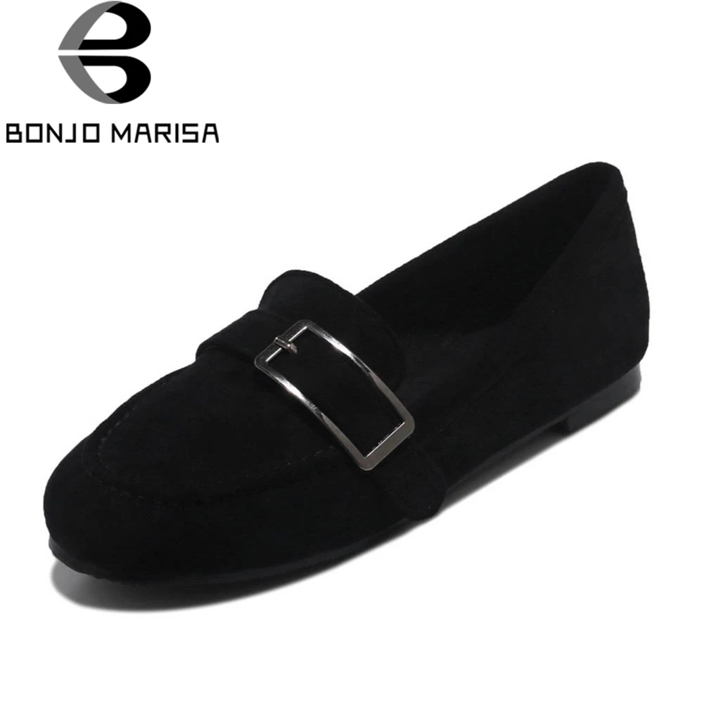 

BONJOMARISA Black women's Shoes Woman Plus Size 32-48 Flat Loafers Women Summer slip-on Shallow Comfortable Casual Women Shoes