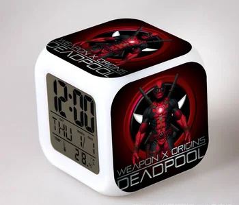 

Marvel Deadpool Superhero Clocks American Action figure Glowing Clock LED Colorful Glowing Digital Alarm Clock Hot Toy