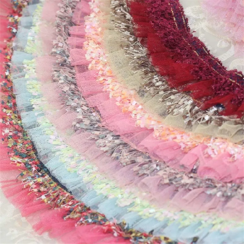1meter Double Layer 20colors Handmade Doll Skirt Chiffon Lace Trim Diy