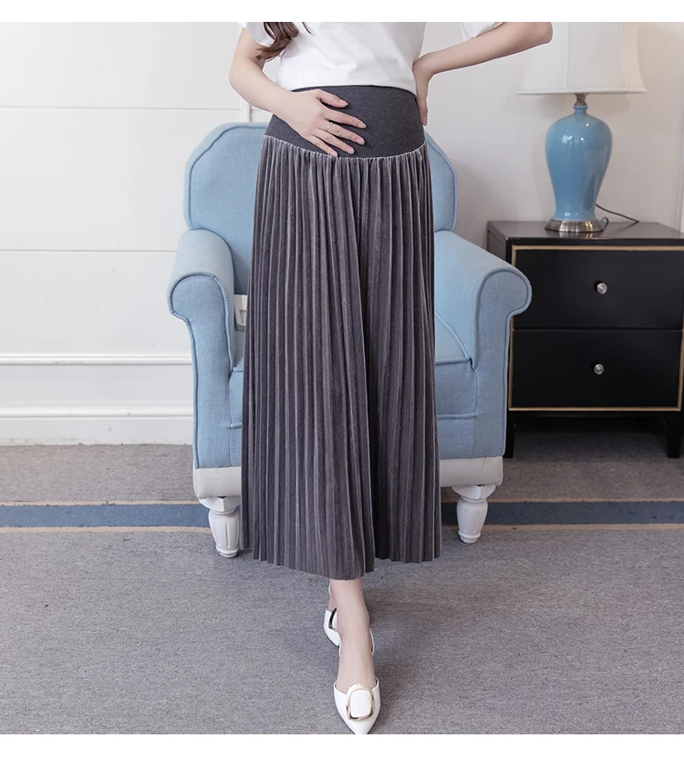 Одежда для беременных новая весенняя Корейская версия юбки с надписью бархатная плиссированная юбка длинная юбка платье для беременных