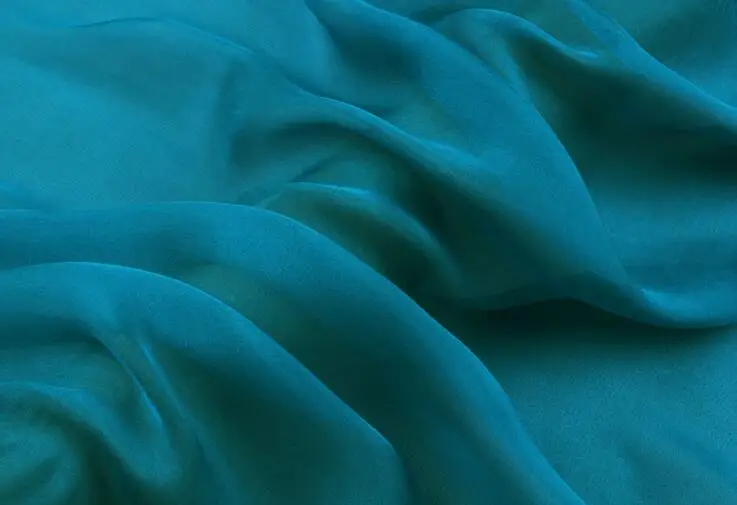 

Howmay 100% pure silk fabric chiffon 5.5m/m 140cm 55" lake green 85# color for scarf dress scarf decoration