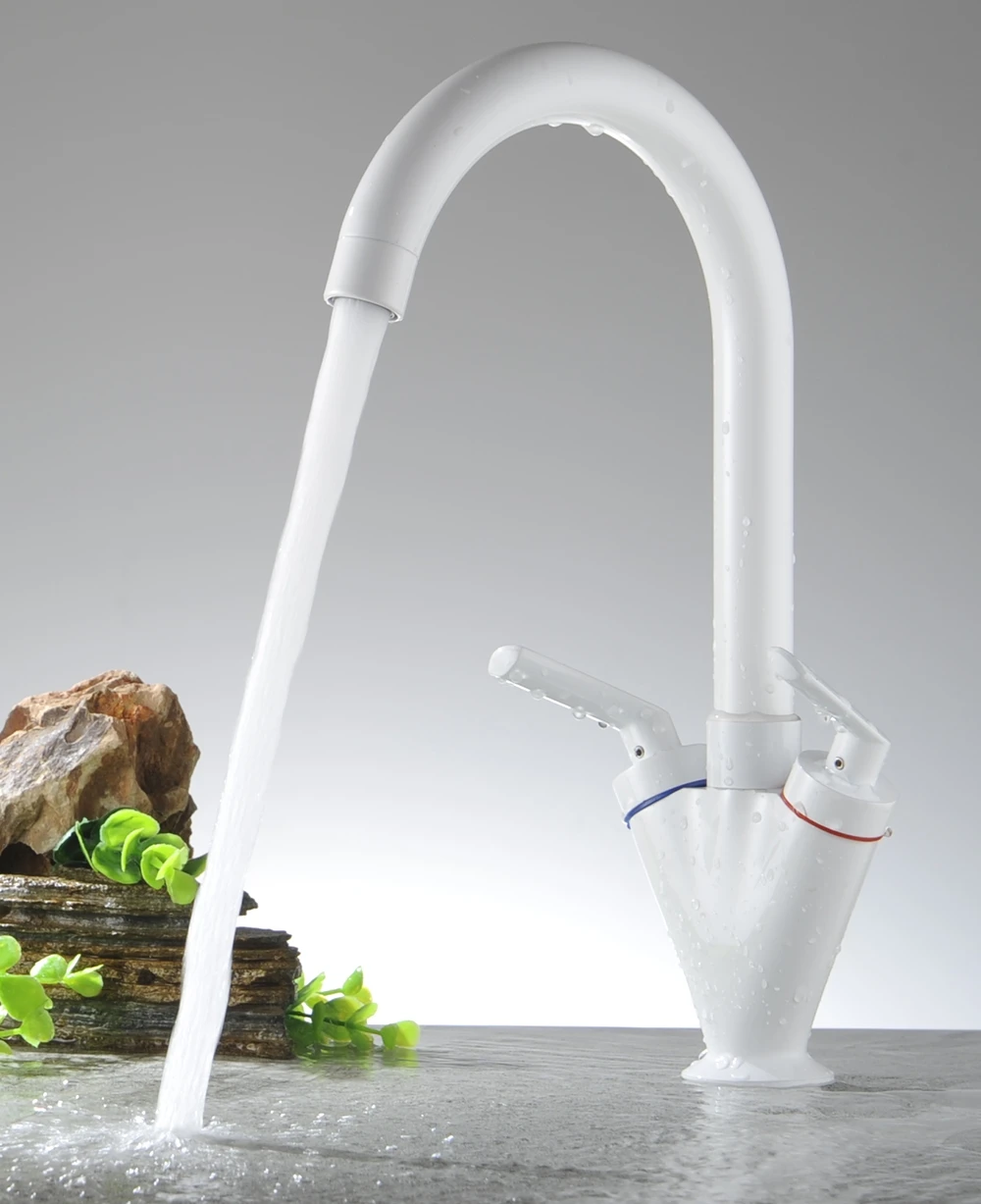 

becola white kitchen faucet dual handle faucets black kitchen mixer cold and hot water sink tap BR-36007
