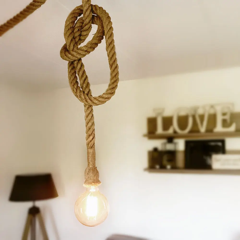 Creative personality Rope lights + Black ceiling plate vintage