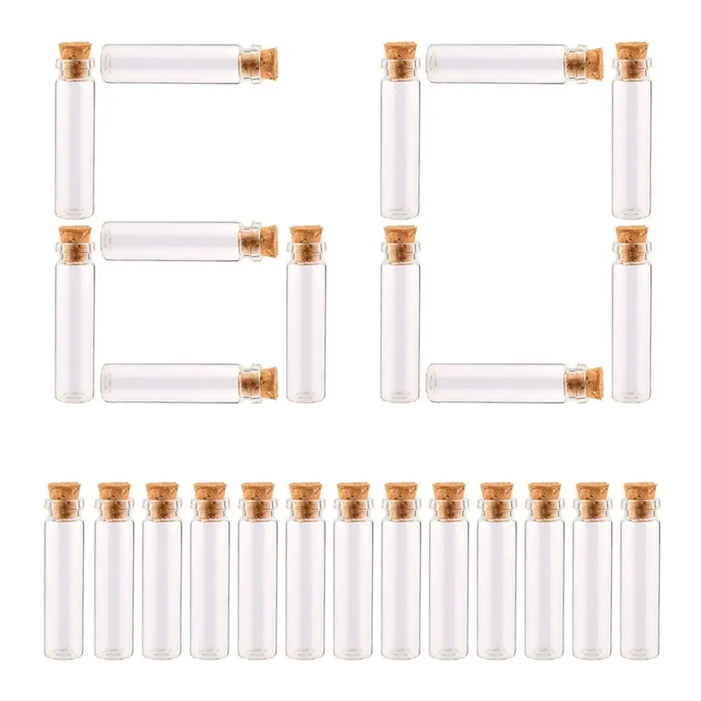 

60Pcs 12 x 45MM 3ML Mini Glass Bottles Empty Sample Jars with Cork Stoppers for DIY Craft Decoration - Transparent