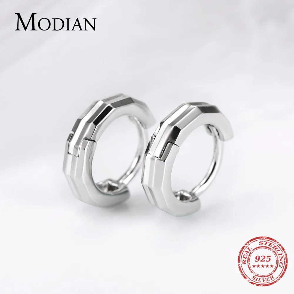 Modian, Настоящее серебро 925 пробы, стереоскопические модные серьги обруча, простые классические ювелирные изделия для женщин, подарок на день рождения
