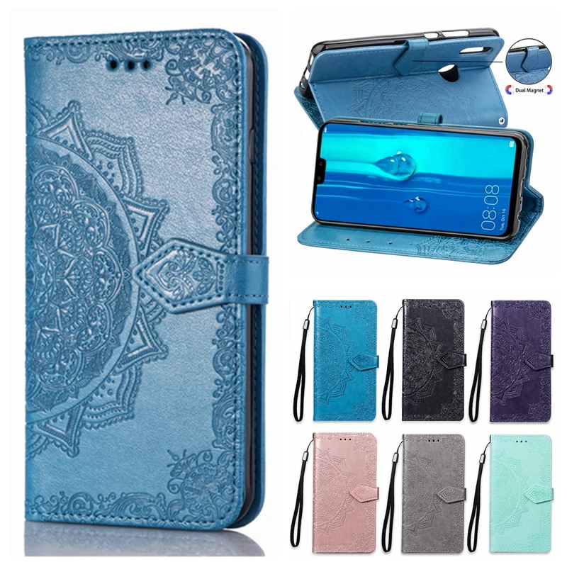 

Y9 2019 Case on for Huawei Y 9 Y9 2019 Case Flip Leather 3D Mandala Flower Phone Case For Huawei Enjoy 9 plus Case Cover Coque