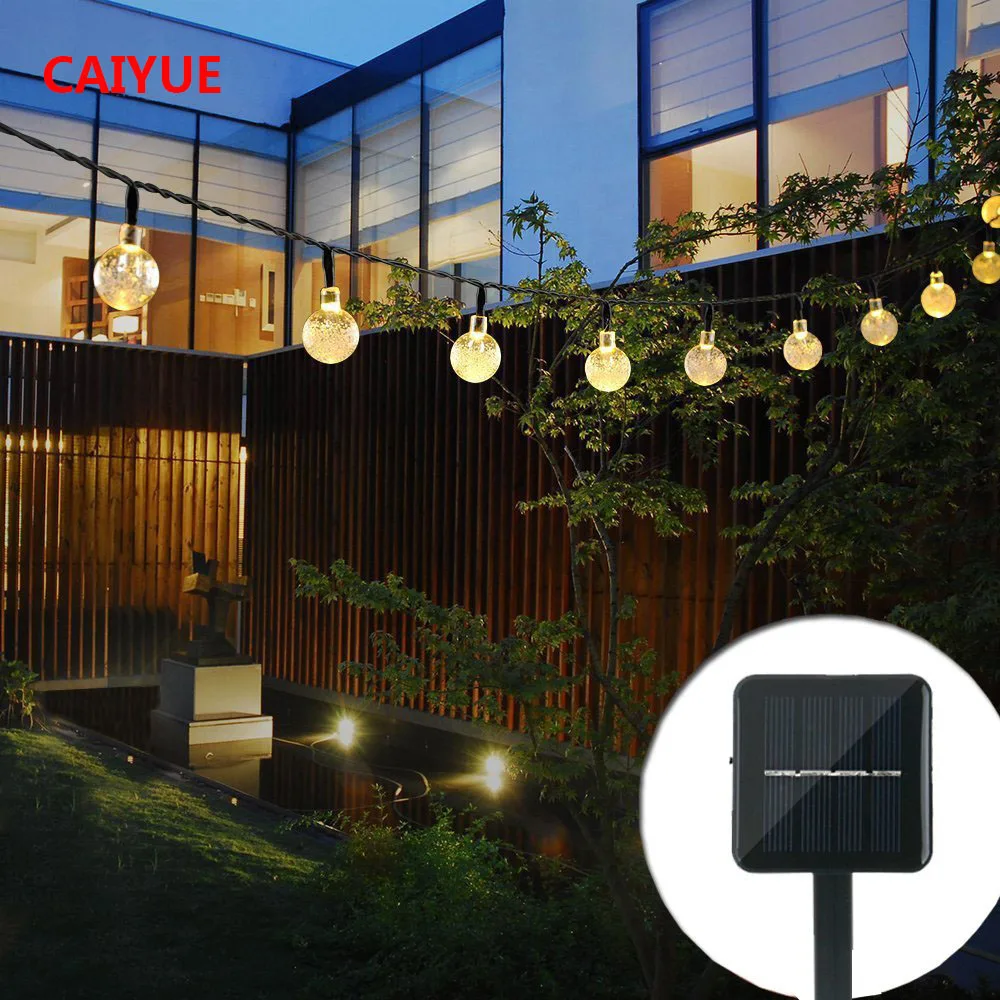 

Outdoor Solar String Light garland 20ft 30LED Fairy String Lights Bubble Crystal Ball Lights Decorative Lighting for Garden Home