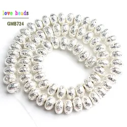 Elegant Rose Gold & Silver Lava Stone Beads for DIY Jewelry - 15'' Strand (Silver)