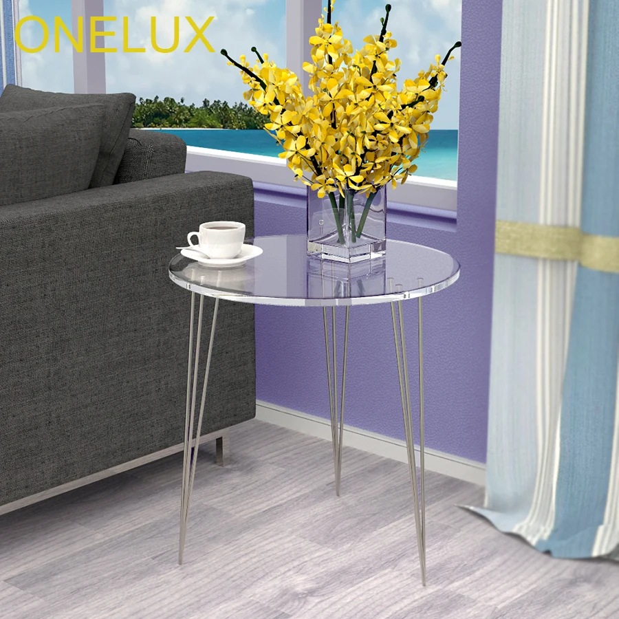 (Flat Packed)Acrylic Round Sofa Tables With Metal Legs,Lucite Occasional Small Tea Table (Flat Packed)Acrylic Round Sofa Tables With Metal Legs,Lucite Occasional Small Tea Table