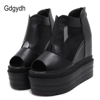 

Gdgydh Woman Summer Shoes 2020 New Open Toe Height Increasing Platform Wedges Shoes Women Air Mesh Ladies Summer Boots With Zip