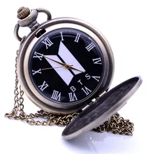 Антикварные стимпанк винтажные BTS кварцевые карманные часы Аналоговые в виде кулона ожерелье цепь Мужские Женские relogio de bolso коробка бронзовый серый