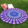 Chiffon Polyester 150cm Round Beach Towel Vacation Seaside Shawl Bath Towel Large Peacock tail printing Swimming Towel For Beach 5