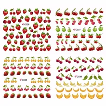 4 упаковки/лот полное покрытие Фрукты Банан клубника вишня наклейки для ногтей водная наклейка для ногтей C036-039