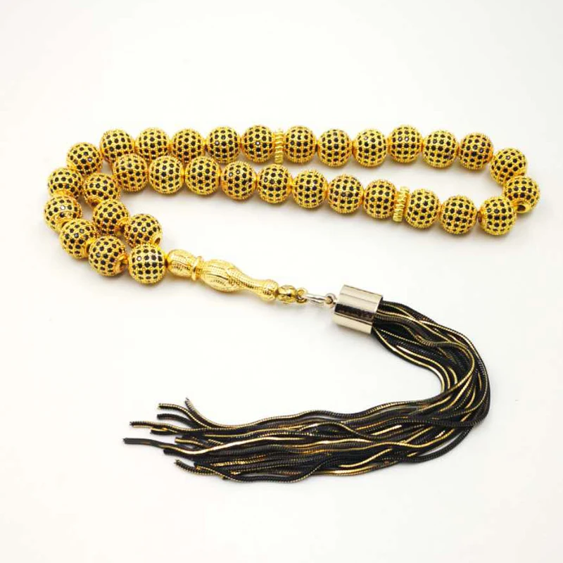 Роскошный Tasbih 33 Медные Бусины инкрустация Цирконом Eid al-Adha Подарочный браслет