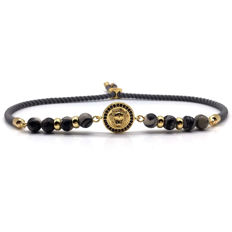 

Hot Classic Luxury bracelets& bangles High Quality Lion Head Coin Handmade Adjustable Charm Bracelet Men Women Jewelry Yoga Gift
