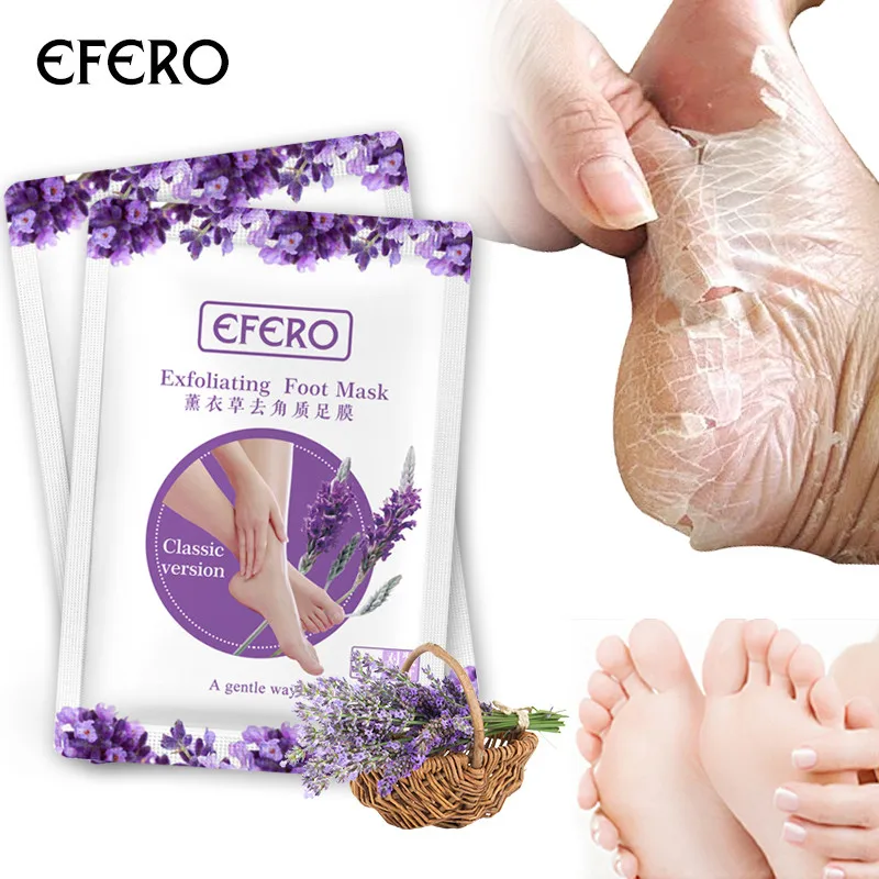 

Efero 2pc 1pair lavender Baby Exfoliating Foot Mask Pedicure Socks Exfoliation Remove Dead Skin Heels Foot Peeling Mask TSLM1