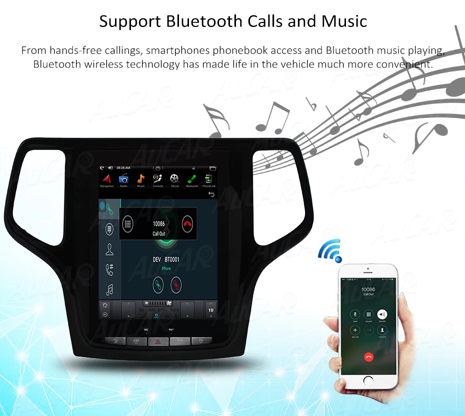 Excellent 2 DIN car radio Android 8.1 10.4" Tesla Style for Jeep Grand Cherokee 2014 2015 2016 2017 2018 1 DIN cassette player stereo HDMI 15