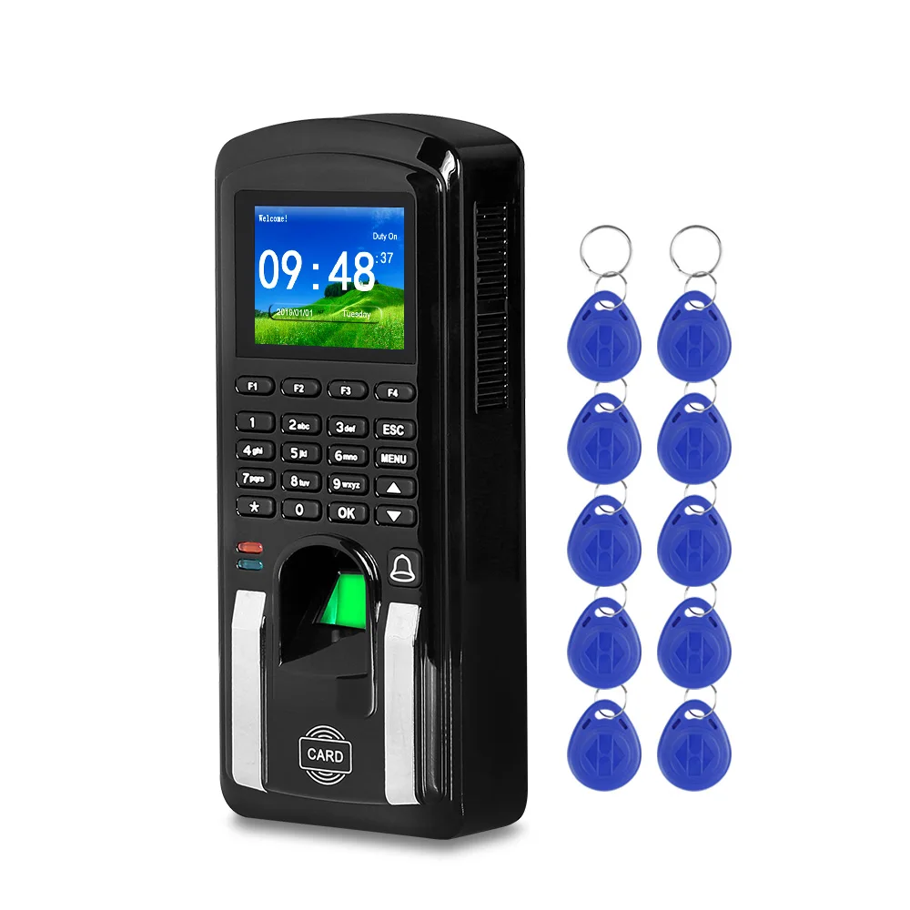 Fingerprint Access Control System RFID Keypad Card Reader Password Biometric Time Attendance Machine with Software TCP/IP USB - Цвет: Black