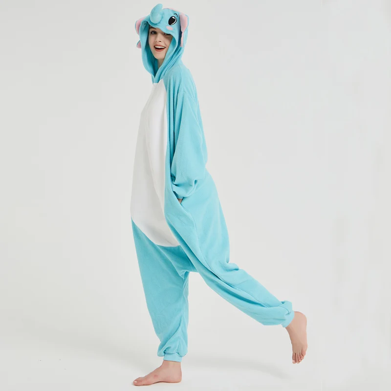 Elephant Adult Pajamas Polar Fleece Onesies Kigurumi For Halloween Pink One-piece Jumpsuit Siamese Cosplay Custome (6)